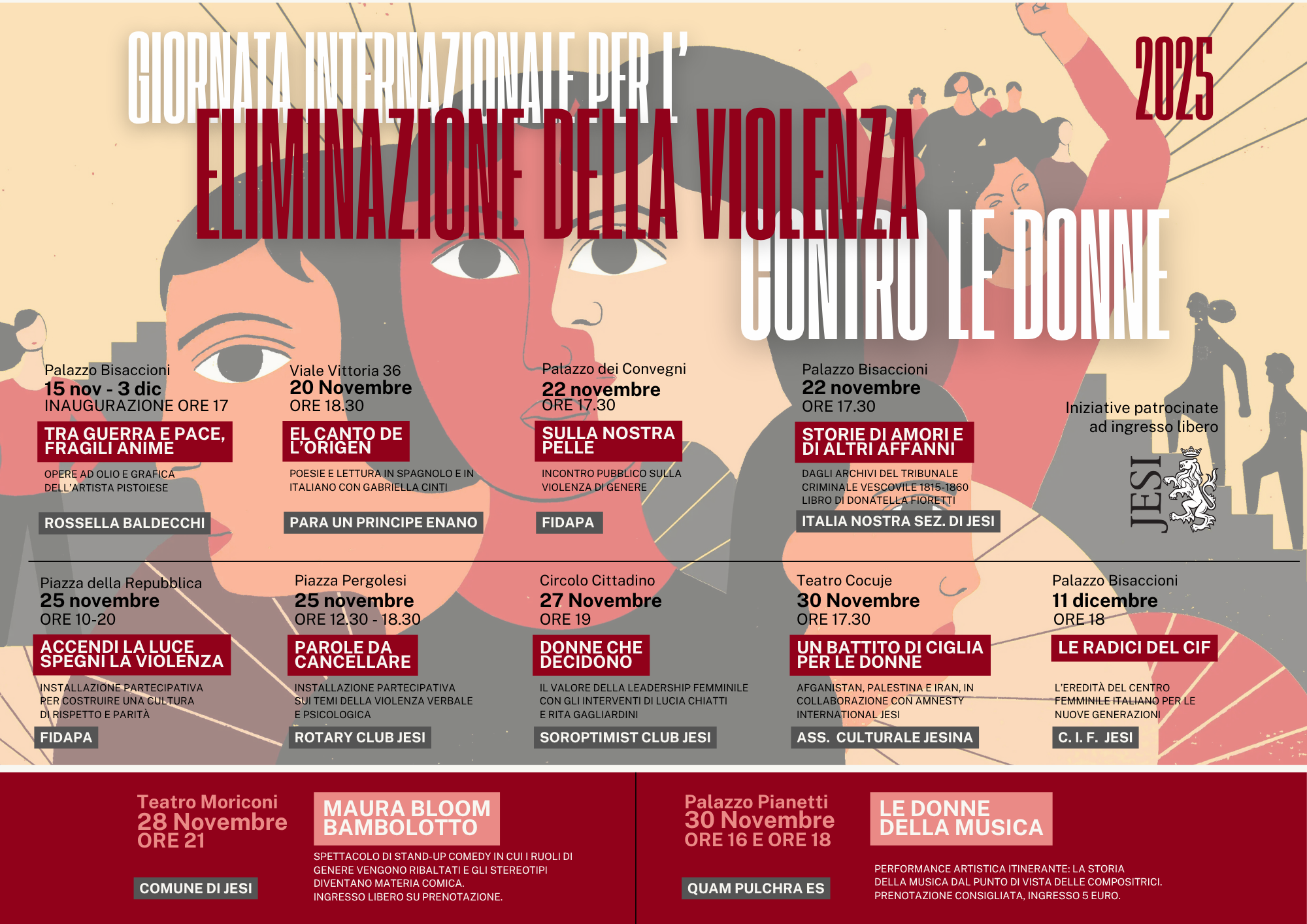 calendario eventi grafica con tutti gli eventi programmati a novembre